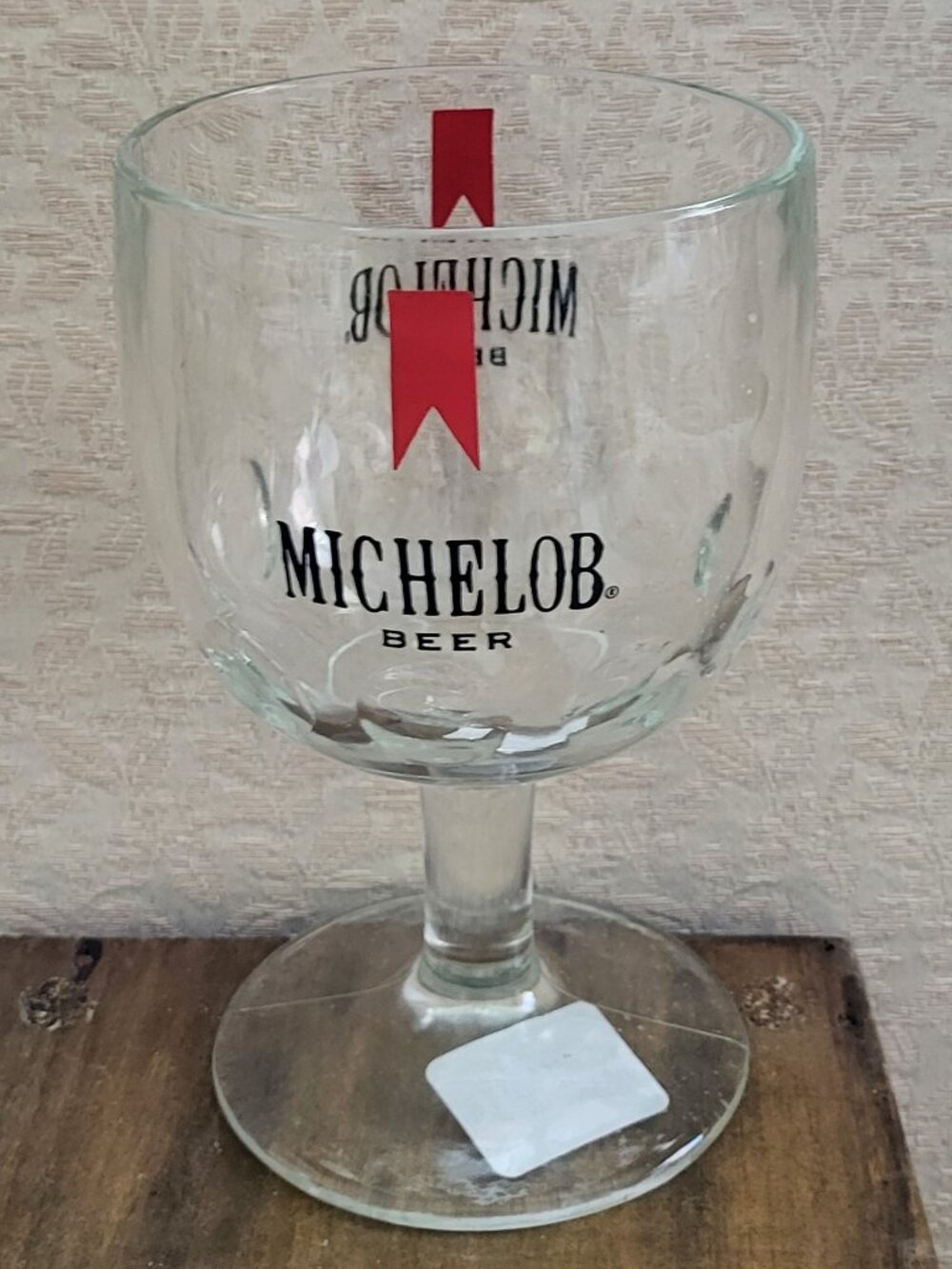 Michelob Beer Thumbprint Goblet Schooner - Vintage Glass Barware